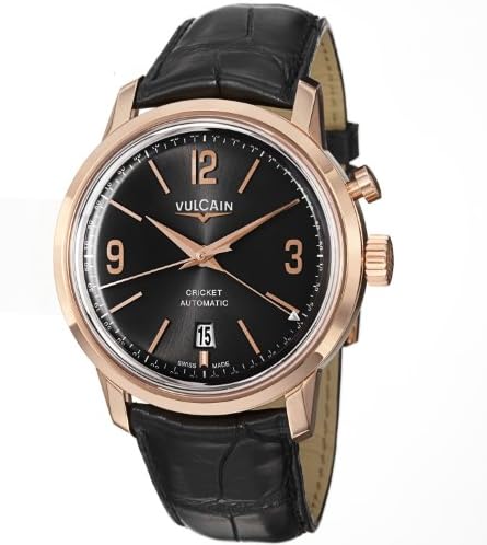 Vulcain 50s President&#39;s Men&#39;s Black Dial Rose Gold Automatic Alarm Watch 210550.280L
