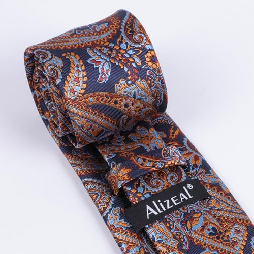 Image of Alizeal Mens 3.15'' Vintage Paisley Tie Pocket Square Set | Elegant Perfect for Banquet Wedding and Party