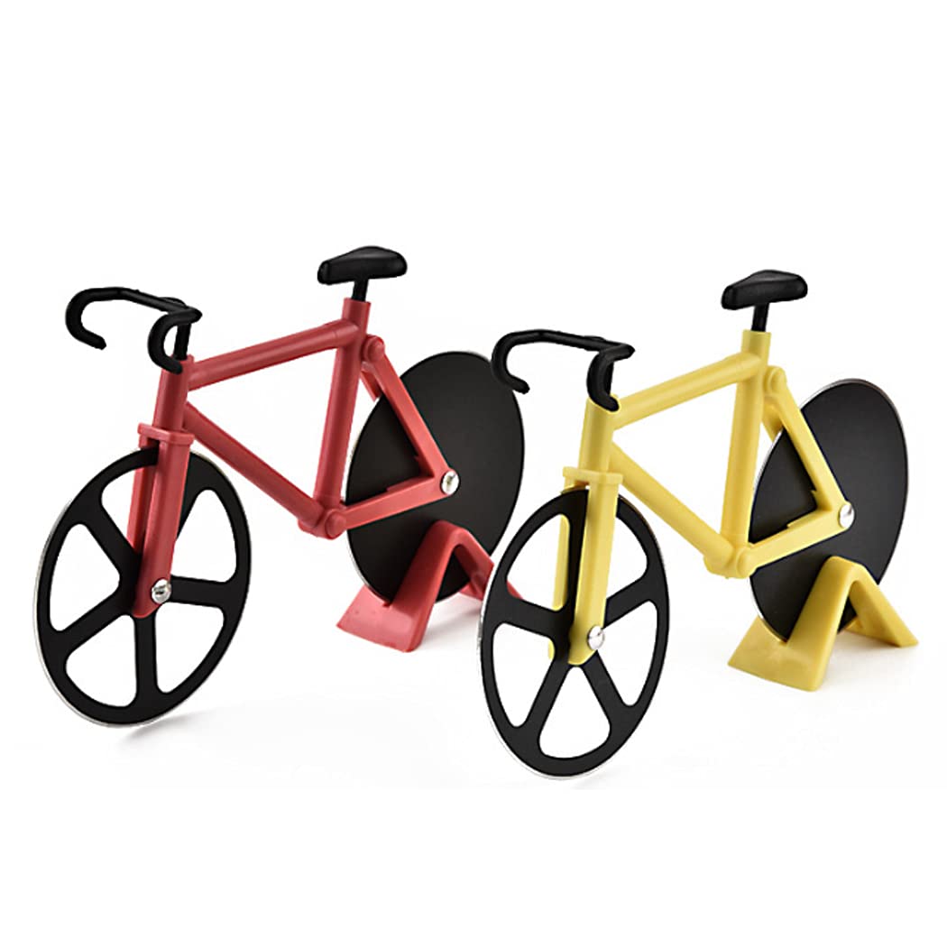 Hoshen Creativo forma di bicicletta taglierina per pizza, divisore per impasto, in acciaio inox, per tagliare la pizza, 1 pezzo, oro rosa