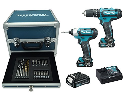 Makita CLX202SAX2 Trapano avvitatore con percussionne + avvitatore a massa battente + 24 accessori + 3 batteria 10,8V 2Ah Li