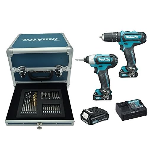 Makita CLX202SAX2 Taladro percutor + atornillador de impacto + 24 accesorios + 3 bateria 10,8V 2Ah Li