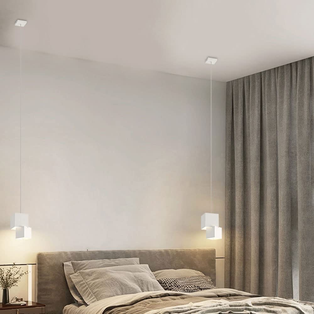 Nowoczesna Kwadratowa Lampa Wisząca, Regulowana Lampa W żelaznej Skrzynce, 12 W Led, 3 Kolory Do Wyboru, Sufitowa Oprawa Do Sypialni I Jadalni, Biała Warm Light