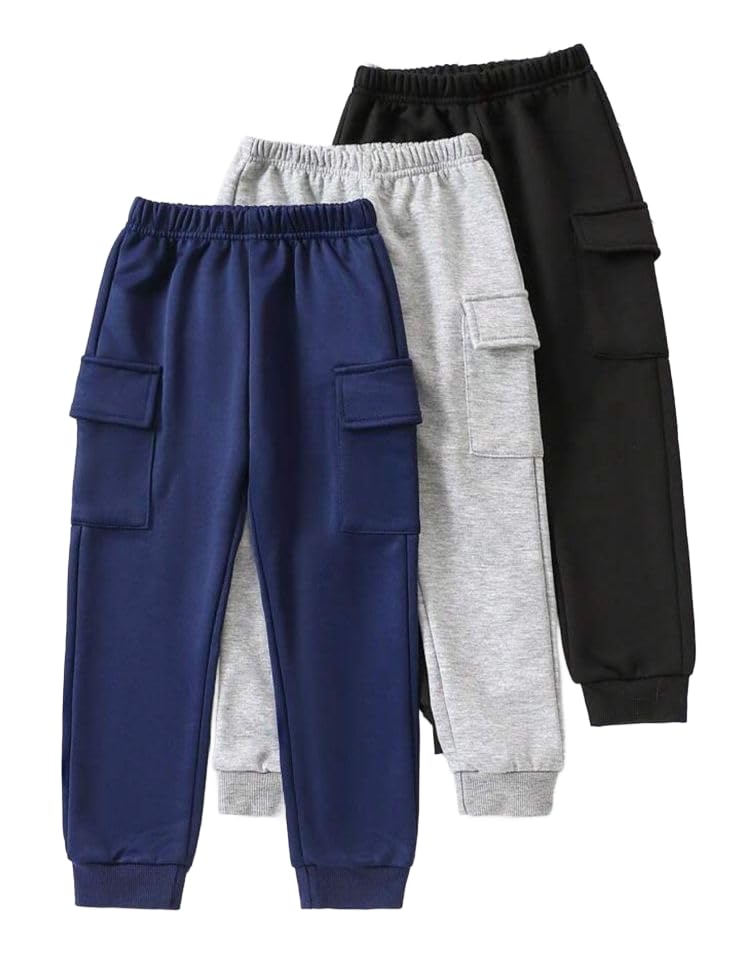 Image of Kids Toddler Unisex Casual Regular wear Jogger fit Cargo Pant (Boys Cargo Pant- 3pcs)