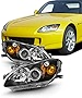 AKKON - Fits 2004-2009 Honda S2000 S2K AP2 Projector Black Headlight Driver Left+Passemger Right Pair Replacement
