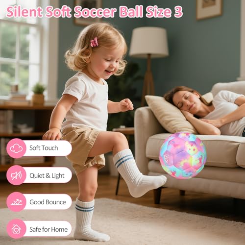 Image of Indoor Soccer Ball Size 3 Silent Soccer Balls Gifts for Beginners, Soft Foam House Training Balls, Lightweight Soccerball with Pump for Home Practice