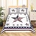 American Flag Style Bedding Set Kids America Stars Pattern Comforter Cover Set for Boys Girls Women Men Retro Geometric Duvet Cover Breathable Blue Red White Decor Bedspread Cover Full Size