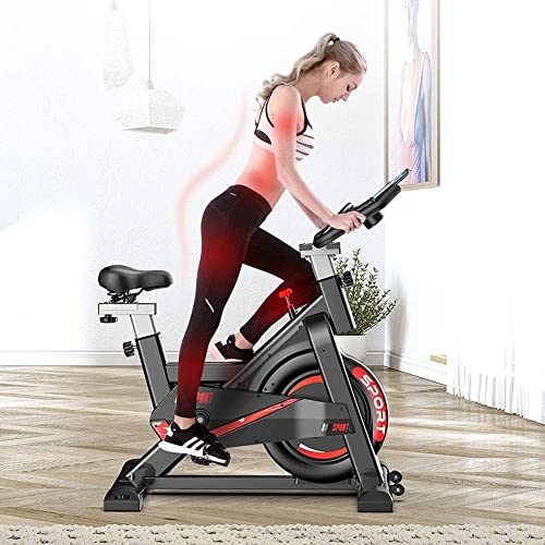 Image of Magnetic Resistance Exercise Bike - Indoor Cycling Bike Stationary with Comfortable Seat Cushion Silent Belt Drive Home Cardio Exercise Training