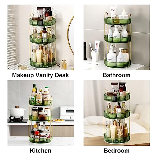 Weidace 360 Rotating Makeup Organizer For Vanity, Bathroom Countertop Organizer Spinning Perfume Organizer, High-Capacity Cosmetic And Skincare Dresser Make Up Holder Rack (3 Tiers, Green) #TOP5