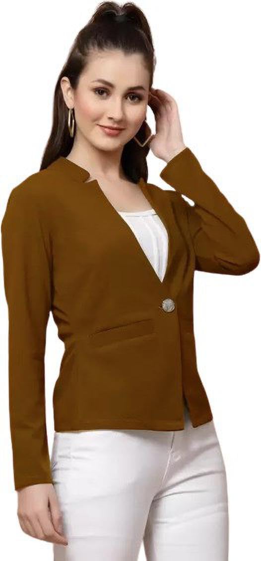 LIME 'N' LEMON Polyester Regular Fit Solid Single Breasted Casual Girls Blazer (Brown) 13-14 Years 1