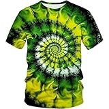 Caxndycing Camiseta deportiva para hombre, de verano, de gran tamaño, de manga corta, con gráficos, impresión Tie-Dye, camiseta de moda, estampada, camiseta deportiva, de algodón, tiempo libre, para