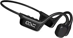 Fone de ouvido IPX8 à prova d'água de condução óssea sem fio Bluetooth 5,4 + 32 GB de RAM MP3 Player HiFi Music Sport Swimming Headset com microfone (preto)