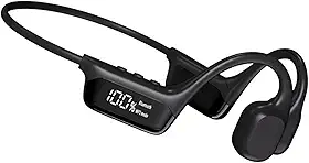 Fone de ouvido IPX8 à prova d'água de condução óssea sem fio Bluetooth 5,4 + 32 GB de RAM MP3 Player HiFi Music Sport Swimming Headset com microfone (preto)