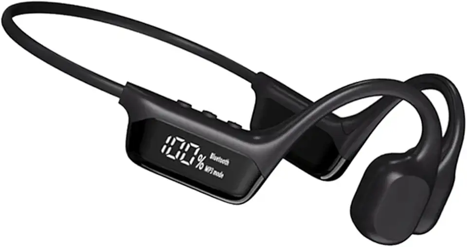 Fone de ouvido IPX8 à prova d'água de condução óssea sem fio Bluetooth 5,4 + 32 GB de RAM MP3 Player HiFi Music Sport Swimming Headset com microfone (preto)