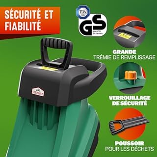 Gardebruk® Broyeur de végétaux électrique 2.400W broyeur de Branches Couteau Lame Max. 45mm bac 2X 50L broyeur de Jardin déchiqueteur Bois Compost Jardin