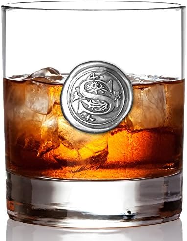 English Pewter Company 11oz Whisky Glass Tumbler with Monogram Initial - Personalised Gift with Your Choice of Initial (A) [MON101]