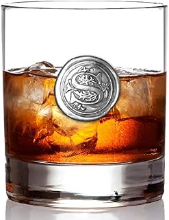 English Pewter Company 11oz Old Fashioned Whiskey Rocks Glass With Monogram Initial