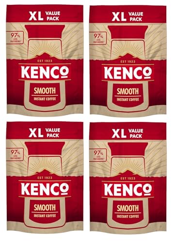 Kenco Smooth Instant Coffee 300g Refill Bag (Pack of 4, Total 1.2kg)