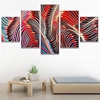 SIGNWIN 5 Panel Canvas Wall Art Modern Art Abstract Contemporary Edgy Mixed Media Multicolor Patterns for Home Decorations Ready to Hang - 60