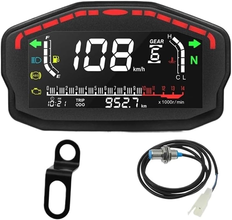 Motorcycle Odometer Gauge Universal Tachometer Motorcycle Digital Odometer Fuel Meter Display Dashboard For 2,4 Cylinders