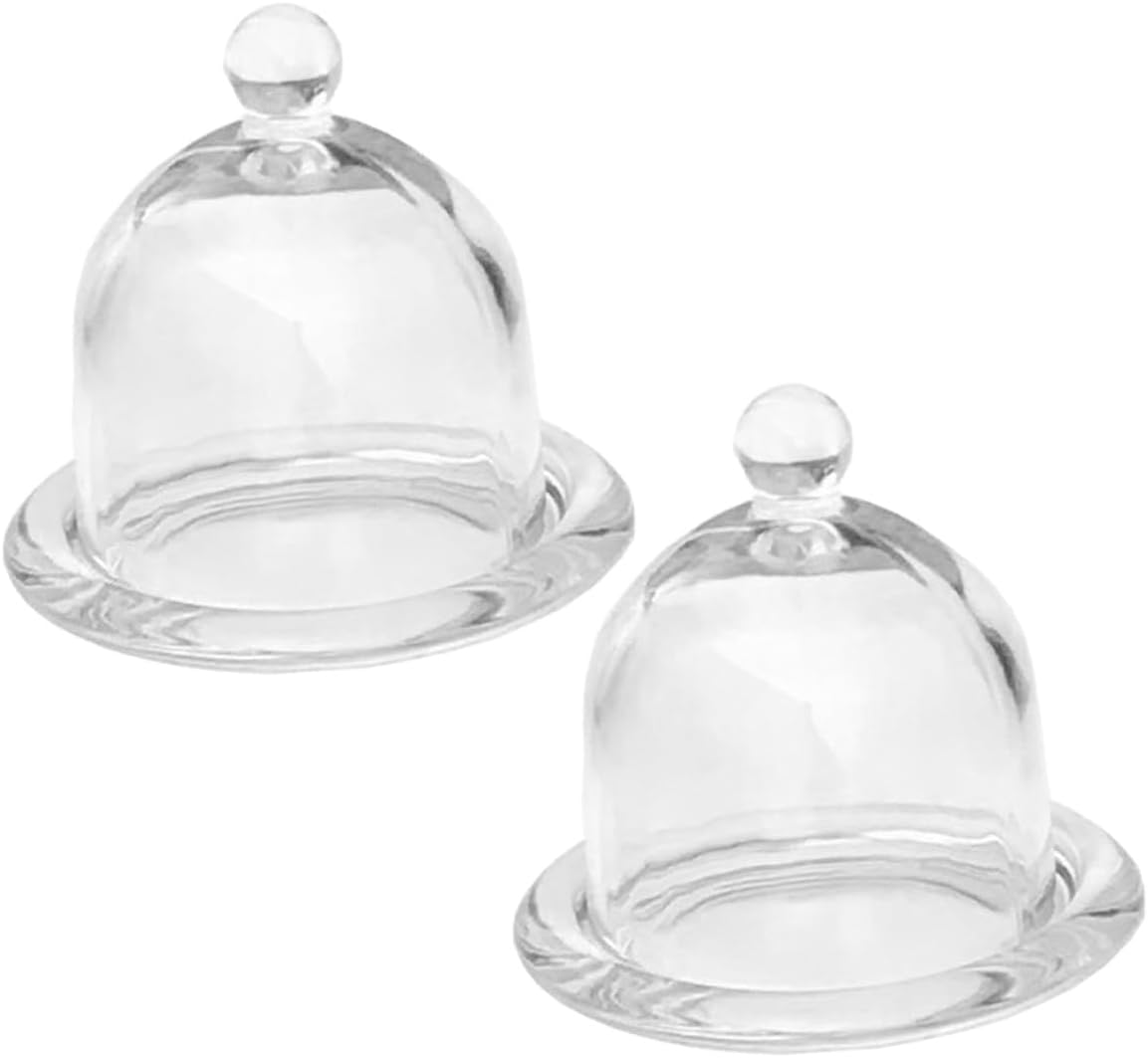 BESPORTBLE Glass Cake Stand with Dome Cover and Base, Large 2pcs Set, Glass Dessert Plate for Birthday Parties, Home Dining, Cupcake and Cheese Display