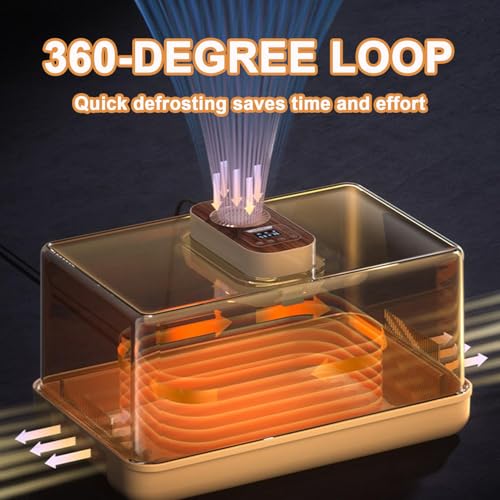 Vassoio elettrico per scongelamento degli alimenti con coperchio, controllo intelligente della temperatura e timer, scatola di scongelamento da 19 litri per carne e frutti di mare, tavola per