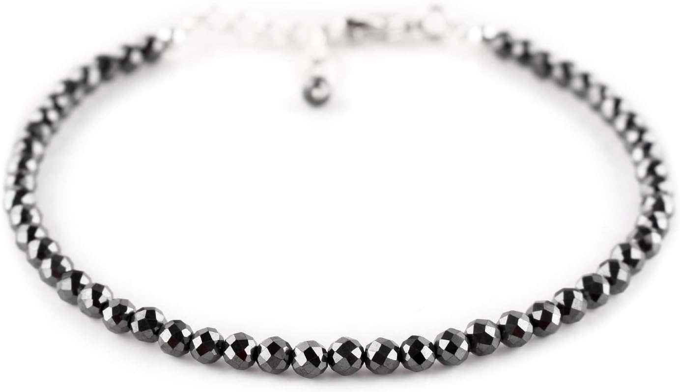 YANARA Bracelet Natural Gemstone Micro Beads Handmade Jewelry For Women Chakra Energy Crystal, Silver Plated Chain 8 inch Crystal Bracelet