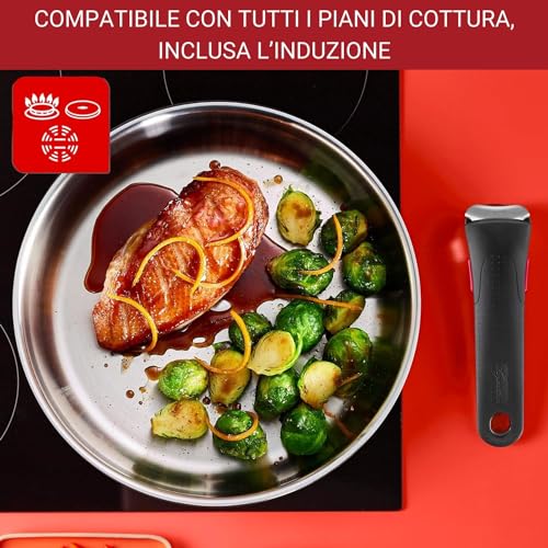 Lagostina Ingenio Inox Set di Pentole e Padelle in Acciaio Inox, 20 Pezzi, Adatto ad Induzione, Batteria di Pentole con 3 Casseruole, 3 Padelle, Tegame,6 Coperchi, 5 Utensili Cucina,2 Manici Amovibili - Immagine 2