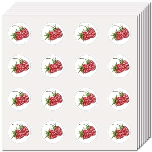 CREATCABIN 128 Pegatina Frambuesa para Álbumes Recortes,Calcomanía Fruta Pequeña,Pegatina Roja A Granel,Autoadhesiva,Impermeable,para Sobres,Botellas Agua,Manualidades,Portátil,Equipaje,Taza,2.5cm
