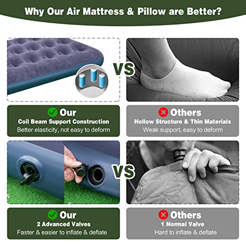 Single Tent Bed, Portable Camping Tent With Air Mattress And Pillow, Folding Camping Cot Of Metal Frame, Single Sleep Bag With Polyester Canopy, For Outdoor Family Camping Picnic - Military Green #TOP3