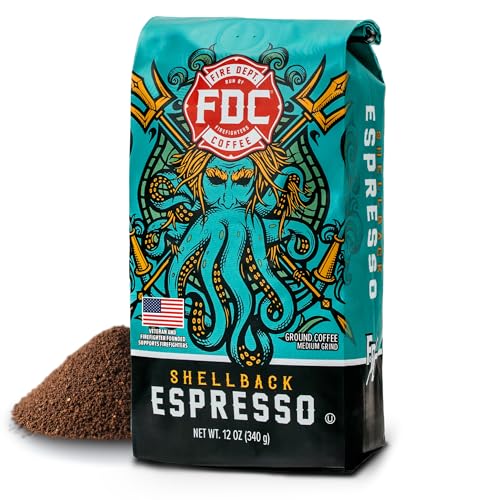 Fire Department Coffee - Gives Back to Firefighters - Bold & Smooth Shellback Espresso Ground Coffee...