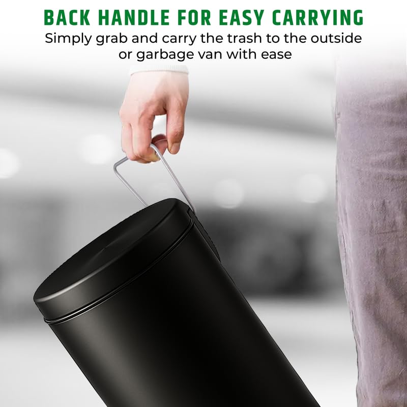 Image of Robustt Dustbin with Pedal - 5L | Black Stainless Steel trash can | 7 Inch (W) x 10 Inch (H) | Small Trash Can for Bathroom, Bedroom, Toilet, and Kitchen � Durable & Corrosion-Resistant - Pack of 2
