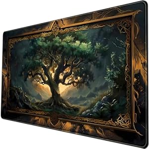 Mystical Green Tree – Alfombrilla de mouse grande para videojuegos, diseño del árbol de la vida, XXL extendido, alfombrilla de mouse grande, para computadora, laptop, teclado y mouse, alfombrilla