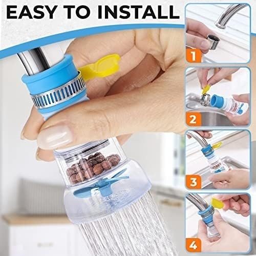 3-Pack Faucet Water Filter Set - Universal Sink Water Filter for Kitchen Bathroom Easy-Install Faucet-Mounted Water Purifier with — view 4