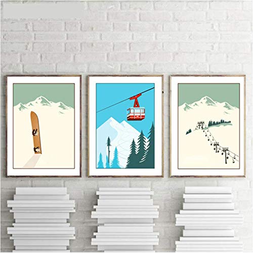 Art de ski impression sur toile vintage décoration murale premium rétro 50x70cm