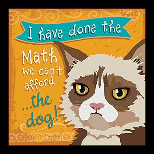 buyartforless Work Framed Cat - I Have Done The Math by Mollie B 12x12 Feline Art Print, Orange