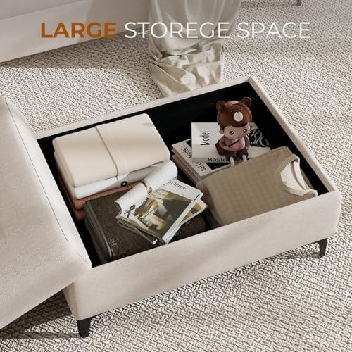 Image of Upvilla 35 inch Large Storage Ottoman for Living Room(Beige)