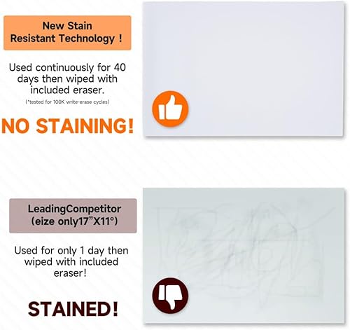 Miniatura 4 de Papel de pizarra blanca para colgar, adhesivo magnético grueso de borrado en seco, 70.9 x 39.4 in, 71 x 39 pulgadas, pizarra blanca suave,