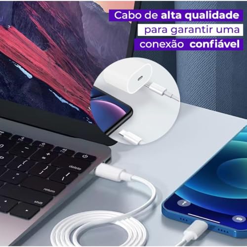 Kit Carregador Turbo Premium® 25W Porta USB-C + Cabo USB Tipo-C para Lightning Compatível com Todos