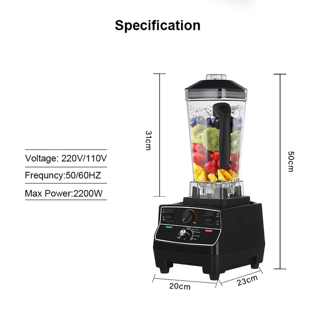 Blender Mixeur Multifonctions, Smoothie Blender Chauffant Blender Mixeur Puissant avec 2200W Mixeur Smoothie Et Milk-Shake avec 8 Lames en Acier Inoxydable Et 2L sans BPA Jarre, Noir