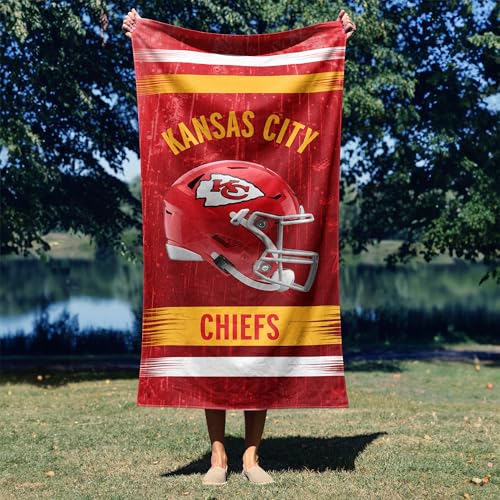 Image of Northwest NFL Kansas City Chiefs Microfiber Beach Towel, 30 x 60 Inches - Quick Dry, Sand Resistant, Lightweight, Highly Absorbent, Blitz Design