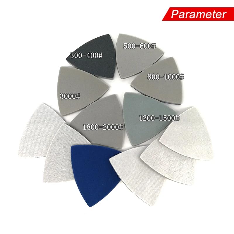 12Pcs Triangle Flocking Sponge Sanding Disc Sandpaper 90 * 90 * 90MM 300-3000 Grit Abrasive Tools for Polishing Grinding,2pcs of Each Grit