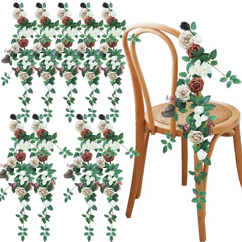 VOELIGT Wedding Aisle Decor Set of 10 Pew Flowers Pew Decorations for Weddings Ceremony Church Chair Decoration Artificial Eucalyptus Flowers Dusty Rose