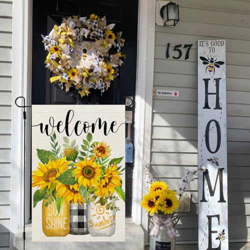 Crowned Beauty CF808-12 Summer Garden Flag Mason Jar Sunflower 12X18 Inch Double Sided thumb #2