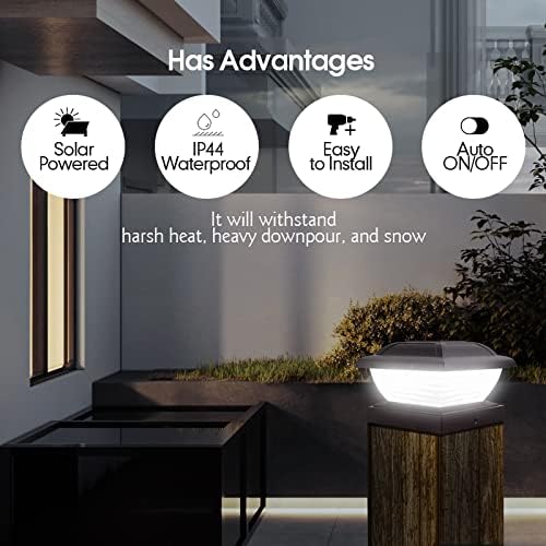 Vista 3 de Wecusn Luces solares para postes al aire libre, luces solares para postes al aire libre, impermeables, para postes de valla, luces de poste al aire