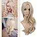 Lady Miranda Ombre Wig Brown to Ash Blonde High Density Heat Resistant Synthetic Hair Weave Full Wigs for Women (Blonde&Ash Blonde)