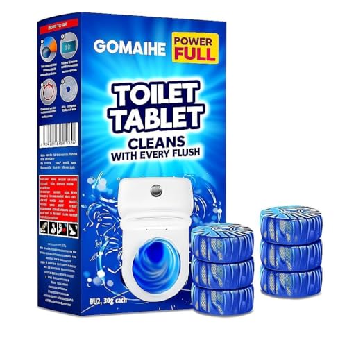 Image of 10 Tablet Flush Toilet Bowl Cleaner Tablets, Bathroom Toilet Tank Cleaner, Powerful Cleaning Ball Toilet Blue Deep Clean Bubbles, Mild Lemon Scent (Pack of 1)
