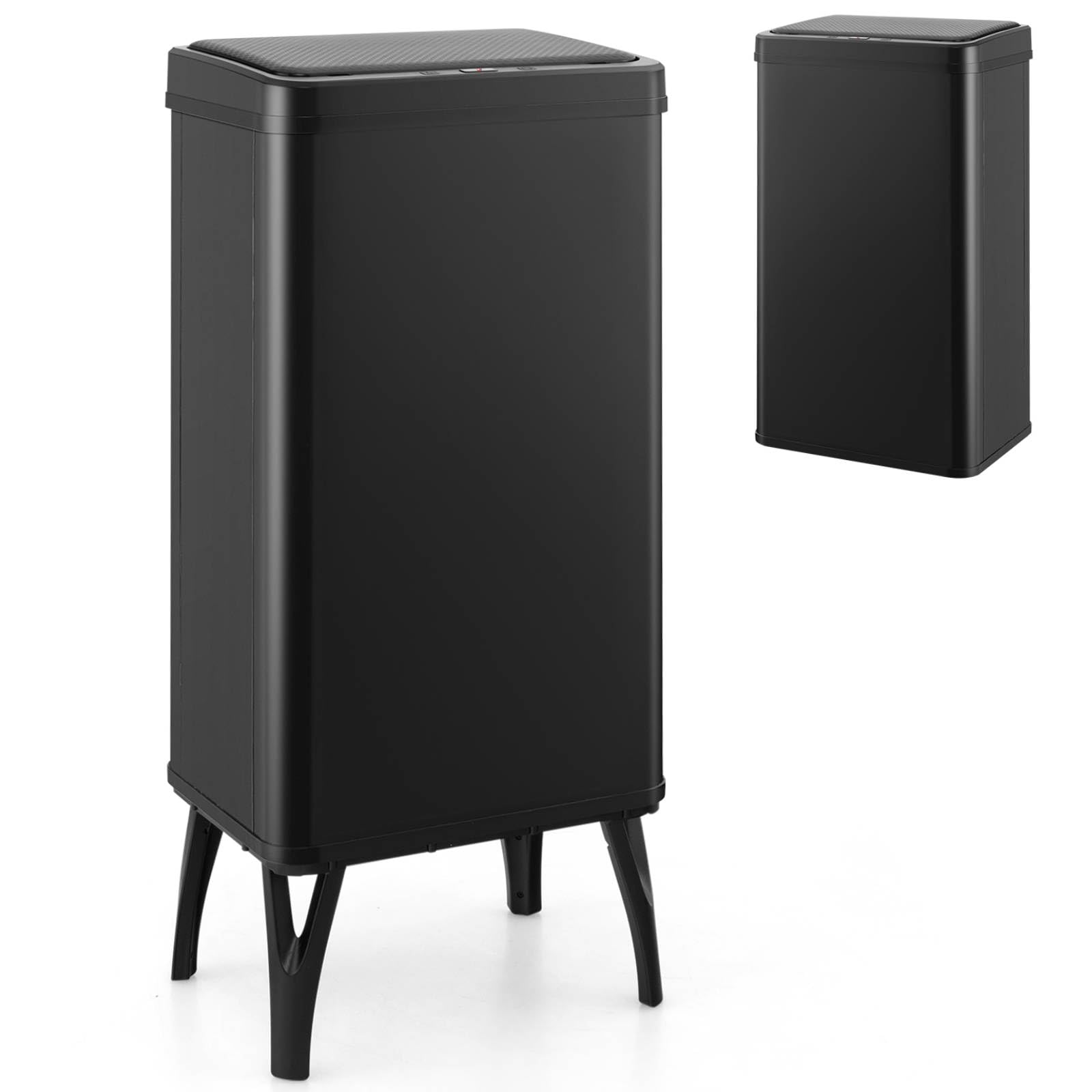 COSTWAY50L Automatic Kitchen Bin, Touchless Infrared Motion Sensor Bin with Detachable Legs & Soft Closure Lid, Anti-Fingerprint Stainless Steel Smart Garbage Trash Can for Home Office (Black)