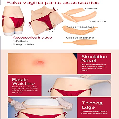 FSYH Realistische Vagina-HöSchen Herren Slip Aus Silikon Mit Verstecktem Gaff GefäLschte Vaginal-Tanga-UnterwäSche füR Transgender Drag Queen Shemale/Lvory White/Basic – Bild 6