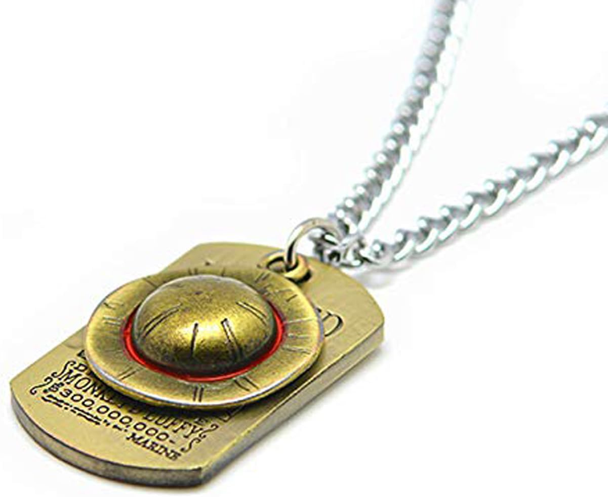Anime Skeleton Pendant Necklace, The Straw Hat Rope Chain Pendant Necklace for Cap Cosplay