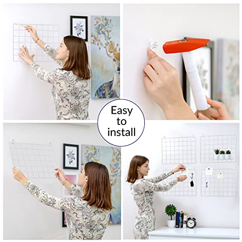4 Pack Wire Wall Grid Panel, White, 4 Pack (40L x 30W cm) - Image 3